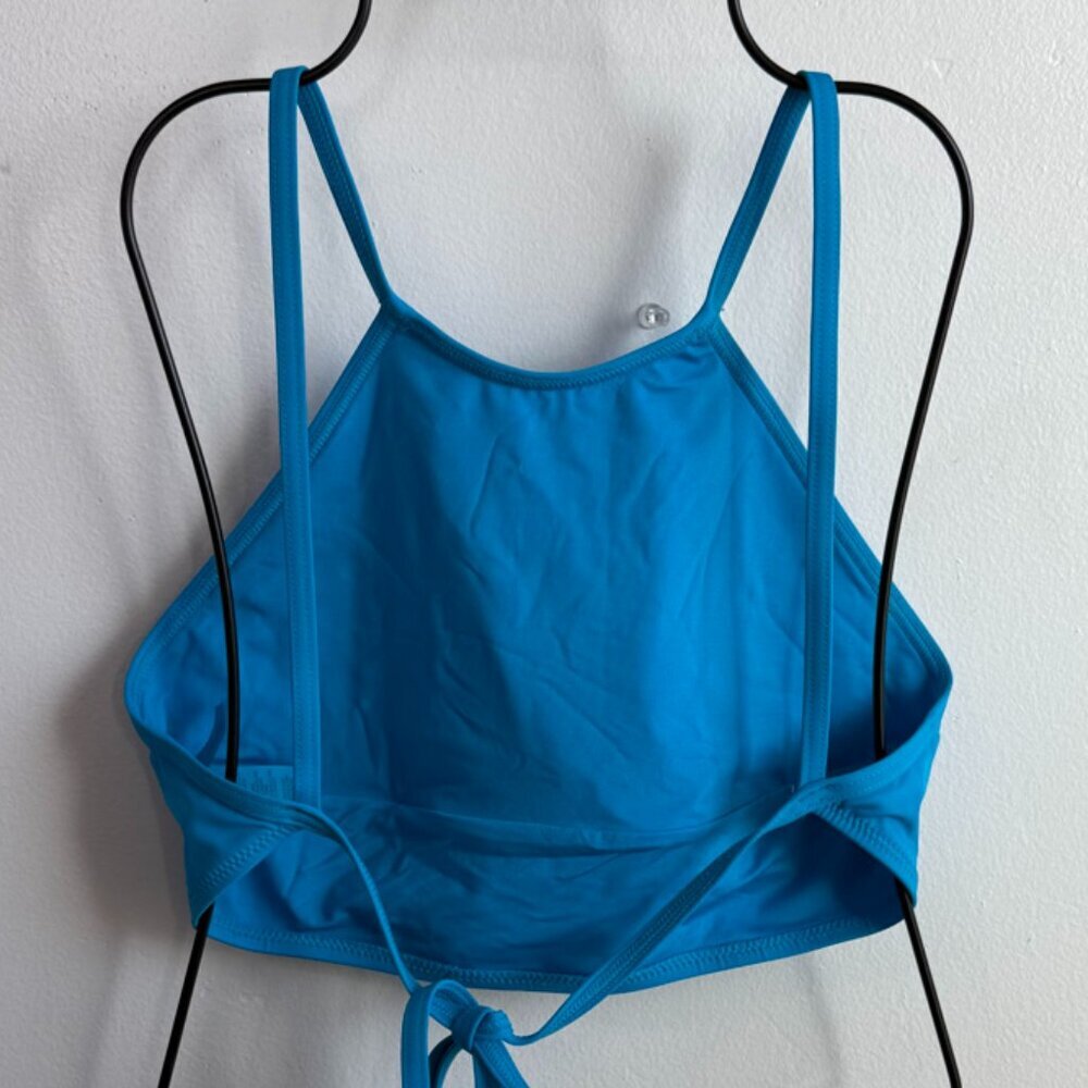 NWOT SKIMS Neon Blue Recycled Swim High Neck Bikini Top - Picture 5 of 8